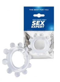 Прозрачное эрекционное кольцо со стимулирующими шариками - Sex Expert - в Березниках купить с доставкой