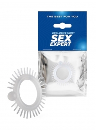 Эластичное эрекционное кольцо с шипиками и шариком - Sex Expert - в Березниках купить с доставкой