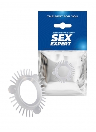 Эластичное эрекционное кольцо с 3 шариками и шипами - Sex Expert - в Березниках купить с доставкой