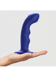 Синяя насадка-стимулятор Strap-On-Me Tapping Dildo Wave - Strap-on-me - купить с доставкой в Березниках