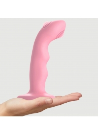 Розовая насадка-стимулятор Strap-On-Me Tapping Dildo Wave - Strap-on-me - купить с доставкой в Березниках