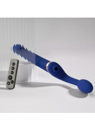 Синий безремневой страпон Multi Orgasm Bendable Strap-On size L с клиторальной стимуляцией - Strap-on-me - купить с доставкой в Березниках