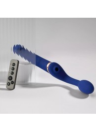 Синий безремневой страпон Multi Orgasm Bendable Strap-On size XL с клиторальной стимуляцией - Strap-on-me - купить с доставкой в Березниках