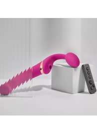 Ярко-розовый безремневой страпон Multi Orgasm Bendable Strap-On size L с клиторальной стимуляцией - Strap-on-me - купить с доставкой в Березниках