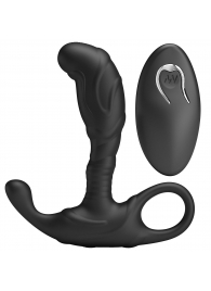 Черный изогнутый массажёр простаты с вибрацией и пультом ДУ - Baile - в Березниках купить с доставкой