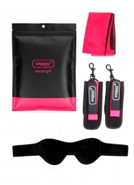 Черно-розовый эротический набор: маска, наручники и повязка - Erokay - купить с доставкой в Березниках