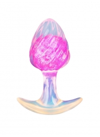 Розоватая анальная пробка со спиралевидным рельефом - 9 см. - AnaLove