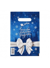 Сине-белый подарочный новогодний пакет с вырубной ручкой (20х30 см) - Сима-Ленд - купить с доставкой в Березниках