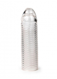 Прозрачная закрытая насадка на пенис с ребрышками - 16 см. - Sex Expert - в Березниках купить с доставкой