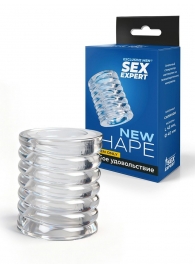 Прозрачная сквозная насадка на пенис с ребрышками - Sex Expert - в Березниках купить с доставкой