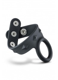 Черное эрекционное кольцо с подхватом мошонки на кнопках VS6 - Blush Novelties - в Березниках купить с доставкой