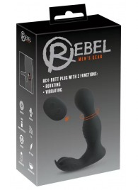 Черная анальная пробка с вибрацией, вращением и пультом ДУ RC Butt Plug with 2 Functions - Orion - в Березниках купить с доставкой