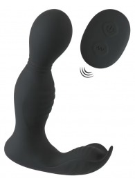 Черная анальная пробка с вибрацией, вращением и пультом ДУ RC Butt Plug with 2 Functions - Orion - в Березниках купить с доставкой