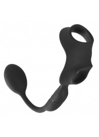 Черное виброкольцо с анальной пробкой Cock Ring with RC Butt Plug - Orion - в Березниках купить с доставкой