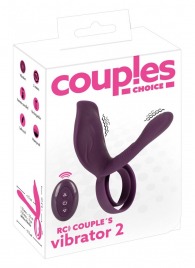 Фиолетовая насадка на член с клиторальным отростком и пультом ДУ RC Couple’s Vibrator 2 - Orion - в Березниках купить с доставкой