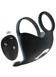 Черная вибронасадка для эрекции и стимуляции мошонки Cock ring with RC ball massager - Orion - в Березниках купить с доставкой