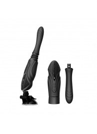 Черная секс-машина с функцией нагрева, насадками и присоской Sesh - Zalo - купить с доставкой в Березниках