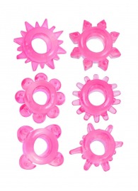 Набор из 6 розовых эрекционных колец с различным рельефом - Erowoman-Eroman - в Березниках купить с доставкой