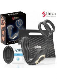 Черная анальная пробка с вращением и эрекционными кольцами - Ibiza - в Березниках купить с доставкой