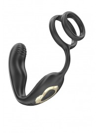 Черная анальная пробка с вращением и эрекционными кольцами - Ibiza - в Березниках купить с доставкой