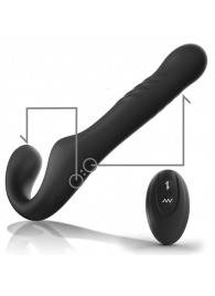 Черный безремневой страпон с вибрацией и возвратно-поступательными движениями - 24 см. - Ibiza - купить с доставкой в Березниках