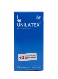 Классические презервативы Unilatex Natural Plain - 12 шт. + 3 шт. в подарок - Unilatex - купить с доставкой в Березниках