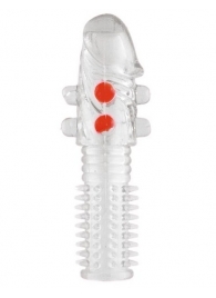 Гелевая прозрачная насадка с шариками и шипами - 14 см. - Toyfa Basic - в Березниках купить с доставкой