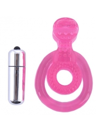 Розовая вибронасадка со стимулятор клитора   Язычок - Toyfa Basic - в Березниках купить с доставкой