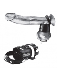 Утяжка на пенис и мошонку Cock Ring With 1.5  Ball Stretcher And Optional Weight Ring - BlueLine - купить с доставкой в Березниках