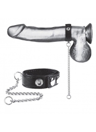 Утяжка на пенис с поводком Snap Cock Ring With 12  Leash - BlueLine - купить с доставкой в Березниках