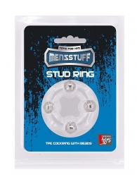 Эрекционное кольцо с 4 бусинами MENZSTUFF STUD RING CLEAR - Dream Toys - в Березниках купить с доставкой