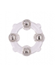 Эрекционное кольцо с 4 бусинами MENZSTUFF STUD RING CLEAR - Dream Toys - в Березниках купить с доставкой