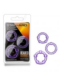 Набор из 3 фиолетовых эрекционных колец Stay Hard Beaded Cockrings - Blush Novelties - в Березниках купить с доставкой