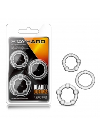 Набор из 3 прозрачных эрекционных колец Stay Hard Beaded Cockrings - Blush Novelties - в Березниках купить с доставкой