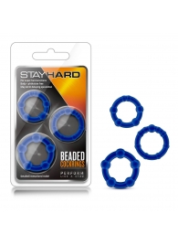 Набор из 3 синих эрекционных колец Stay Hard Beaded Cockrings - Blush Novelties - в Березниках купить с доставкой