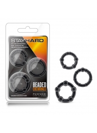 Набор из 3 чёрных эрекционных колец Stay Hard Beaded Cockrings - Blush Novelties - в Березниках купить с доставкой