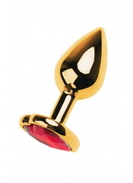 Золотистая анальная пробка с кристаллом-сердцем - 7,5 см. - ToyFa - купить с доставкой в Березниках