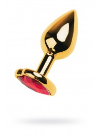 Золотистая анальная пробка с кристаллом-сердцем - 7,5 см. - ToyFa - купить с доставкой в Березниках