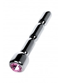 Серебристый уретральный плаг со стразом - 7 см. - ToyFa - купить с доставкой в Березниках