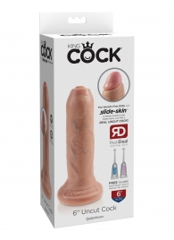 Телесный необрезанный фаллоимитатор на присоске 6  Uncut Cock - 16,5 см. - Pipedream