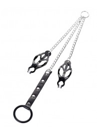 Черно-серебристые зажимы для сосков с кольцом для пениса TOYFA Metal - ToyFa - купить с доставкой в Березниках