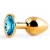 Золотистая анальная пробка с голубым стразом - 7,2 см. - Anal Jewelry Plug - купить с доставкой в Березниках