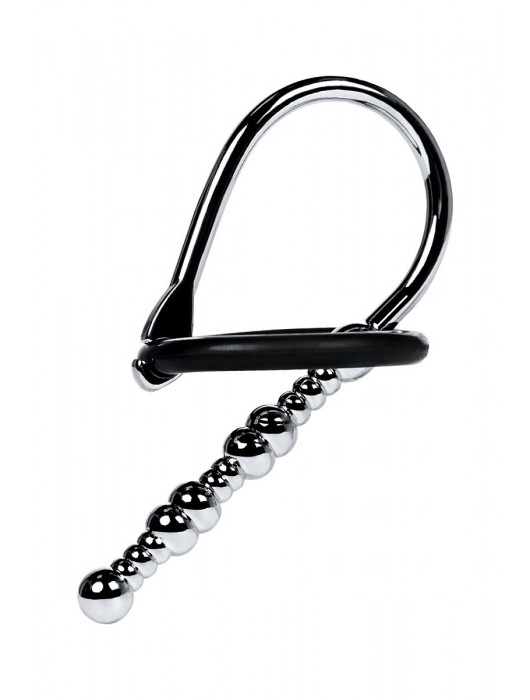 Серебристый уретральный плаг-бусины TOYFA Metal с мягким фиксириющим кольцом - ToyFa - купить с доставкой в Березниках