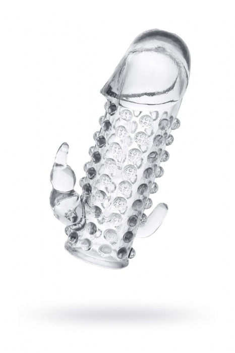 Гелевая прозрачная насадка с 2 отростками - 13 см. - Toyfa Basic - в Березниках купить с доставкой