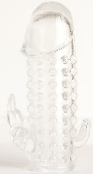 Гелевая прозрачная насадка с 2 отростками - 13 см. - Toyfa Basic - в Березниках купить с доставкой