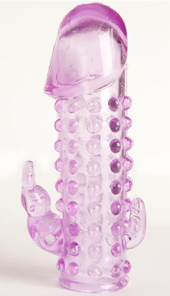 Закрытая фиолетовая насадка с 2 отростками - 13 см. - Toyfa Basic - в Березниках купить с доставкой