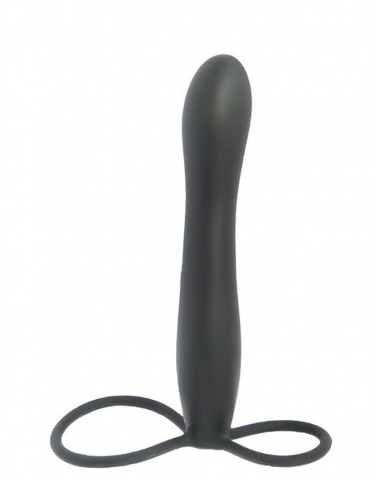 Черная насадка на пенис для двойной стимуляции Mojo BlackJack - 15 см. - Seven Creations - в Березниках купить с доставкой