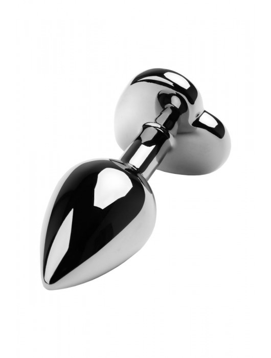 Серебристая коническая анальная пробка с красным кристаллом-сердечком - 7 см. - ToyFa - купить с доставкой в Березниках