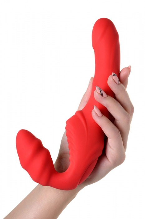 Красный безремневой страпон с вибрацией - ToyFa - купить с доставкой в Березниках
