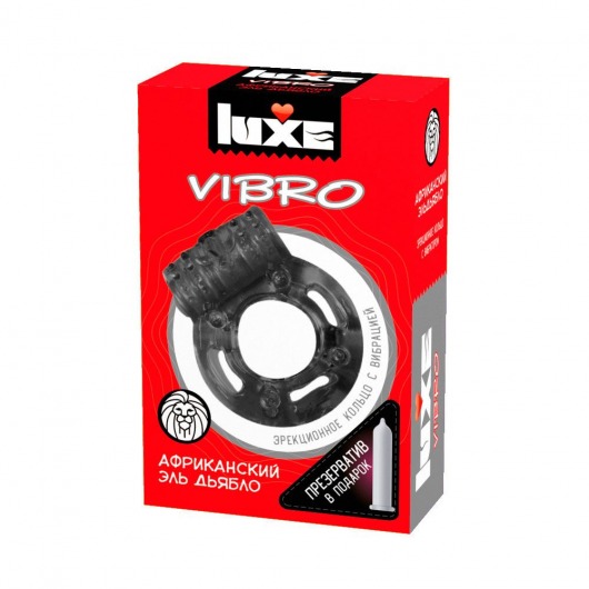 Чёрное эрекционное виброкольцо Luxe VIBRO  Африканский Эль Дьябло  + презерватив - Luxe - в Березниках купить с доставкой